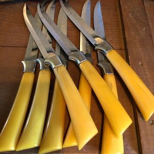 Vtg set 8 Real Keen Bakelite handle steak knives🔪